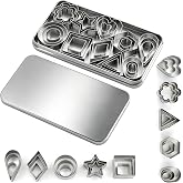 shuielia 30Pcs Mini Geometric Cookie Cutter Set with Box - Stainless Steel Small Cutters for Biscuit, Fruit, Veggie, Polymer Clay &amp; Fondant Baking Tools