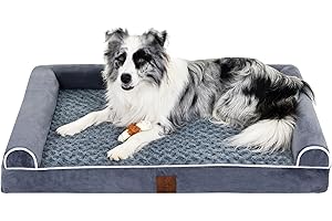 Fafafulai Orthopedic Dog Beds for Large Dogs,Waterproof Lined Egg Crate Foam Pet Bed Mat with Removable and Washable Cover and Non Slip Bottom, Dog Sofa Bed