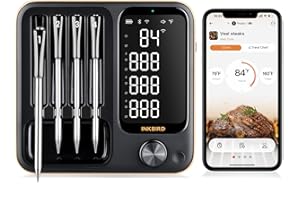 INKBIRD Truly Wireless Meat Thermometer with 4 Probes,Bluetooth Meat Thermometer with Backlit LCD Screen,WiFi Smart Food Ther