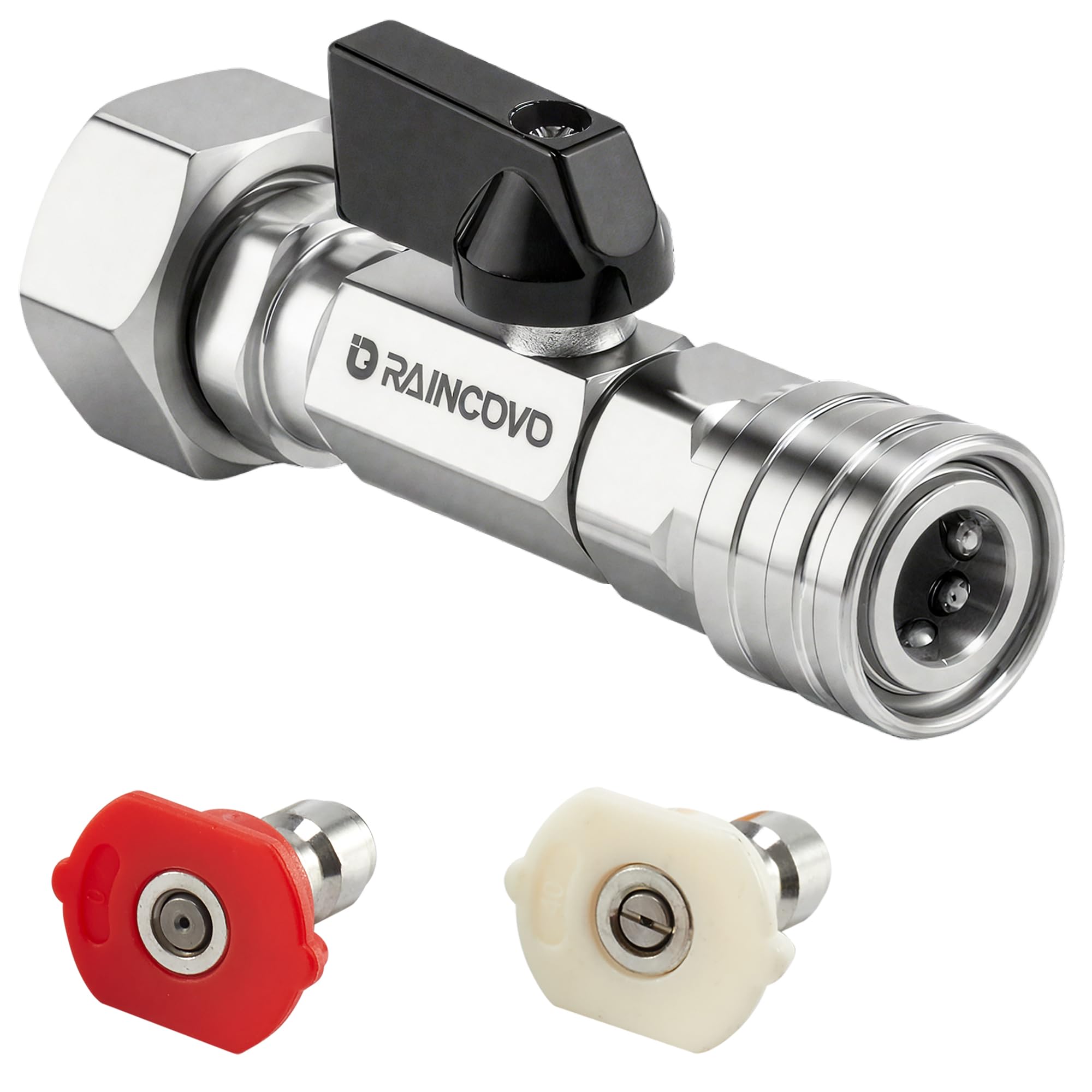 Photo 1 of Raincovo Garden Hose Shut Off Valve to Pressure Washer Adapter, 3/4" GHT to 1/4" Quick Connect, Convert Water Hose into Power Washer Nozzle Tips, Car Washing Nozzle & Hose Attachment