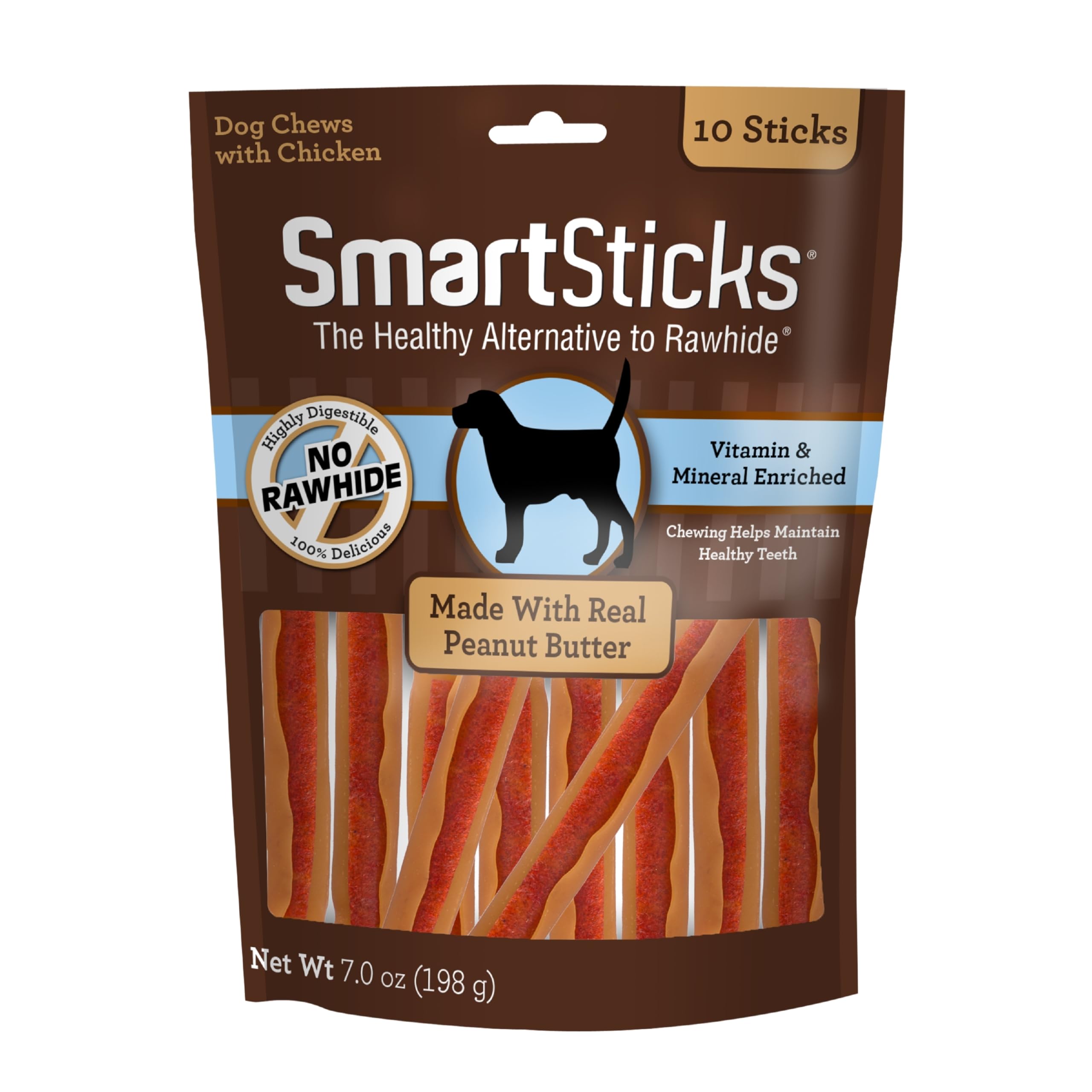 SmartBones SmartSticks, Treat Your Dog to a Rawhide-Free Chew Made With Real Meat and Vegetables, 10 count