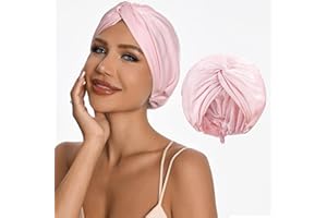ELIO Adjustable Silk Satin Hair Bonnet for Sleeping with 5% Mulberry Silk – Double Layer Hair Cap for Women & Men, Extra Smooth Night Cap for Curly, Braided, Natural Hair – Silk Shower Cap (Pink)