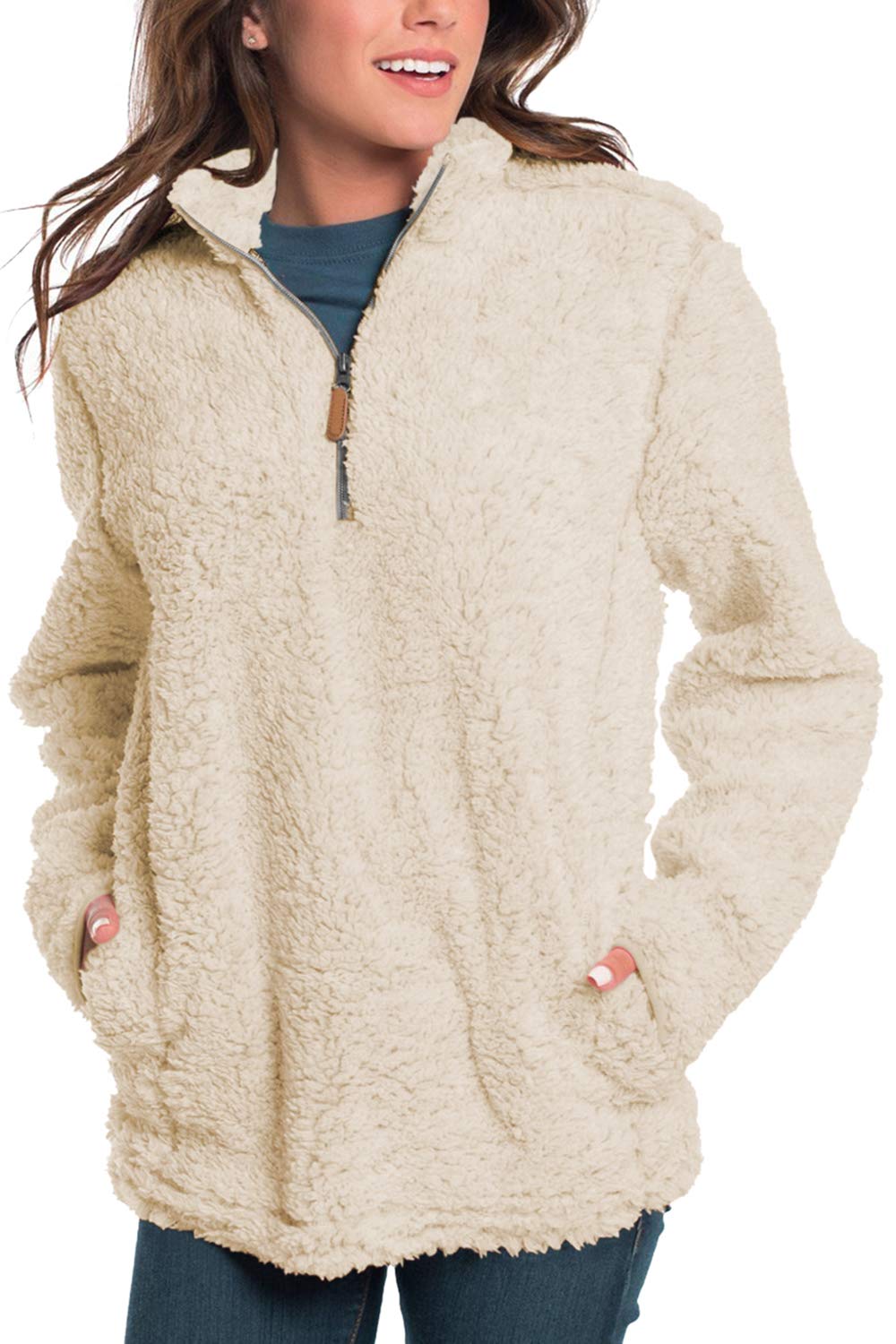 beige sherpa pullover