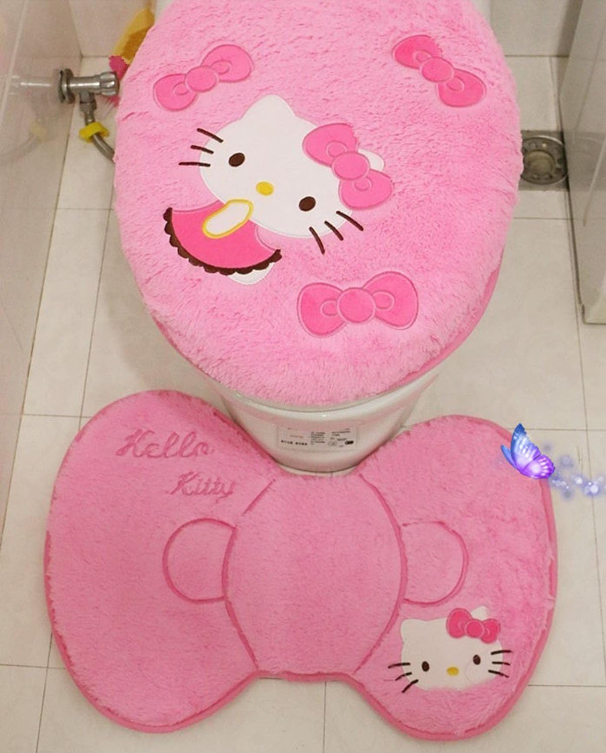 Ikeelife Cute Hello Kitty Bathroom Pedestal Mat Cotton Non Slip Bath