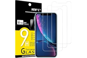 NEW'C 3 Pack Designed for iPhone 11 and iPhone XR Screen Protector (6.1"), Enhanced Tempered Glass Protection, Case Friendly 