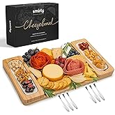 SMIRLY Charcuterie Boards Set - Large Bamboo Cheese Board Set - House Warming Gifts New Home, Wedding Gift for Couple, Bridal Shower Gift, Birthday Gifts for Women