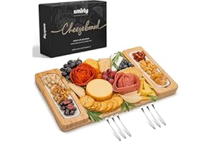 SMIRLY Charcuterie Boards Gift Set: Charcuterie Board Set, Bamboo Cheese Board Set - Unique Mothers Day Gifts for Mom - House Warming Gifts New Home, Wedding Gifts for Couple, Bridal Shower Gift