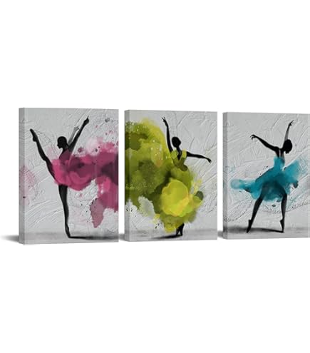 HOLEILUCK Cuadro Moderno De Bailarina, Lienzo De Ballet, Arte De Pared Para Mujer, Pintura De Ballet Para Carteles De Danza De Pared, 15.7 X 23.6 In/16 X 24 Pulgadas Con Marco