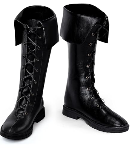 Men\'s Mid-Calf Gothic Boots Renaissance Pirate Costume Pull On Boots Amazon.com: JUNQIAKO Medieval Pirate Boots Mens Renaissance  main image 4