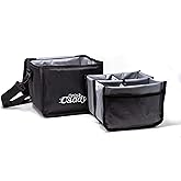Drink Caddy Insulated Portable Drink Carrier - Reusable Coffee Cup Holder with Shoulder Straps Perfect for Food Delivery and Takeout - Easily Secures 4 Hot or Cold Beverages with Fold Over Closure.