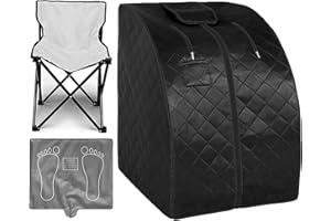 ZONEMEL Portable Infrared Sauna, 1 Person at Home Full Body Sauna, Individual Home Spa Tent with Heating Foot Pad, Upgraded Sauna Chair (L 27.6’’ x W 31.5’’ x H 37.8’’, Black)