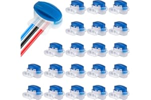 20Pack Wire Connectors Electrical IDC 314-Box Waterproof, GIBBAB 3-Way Boundary Pigtail Locks Wire Connector Electric 22-14AWG Cable Self-Stripping Outdoor Splice for Robotic Lawn Mowers Irrigation