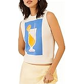 Giraropa Women Contrast Juice Sweater Vest Ribbed Knit Pullover Sweaters Sleeveless Crew Neck Loose Tank Tops