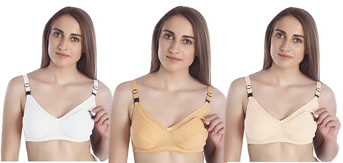 Seamed Breastfeeding Nursing Maternity Bra for Women's Combo (Pack of 3)