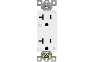 ENERLITES Decorator Receptacle, Tamper-Weather-Resistant, Commercial Grade Outdoor Outlet, Self-Grounding, 20A 125VAC, 2-Pole 3-Wire, 5-20R, UL Listed, 62060-TWR-W, White