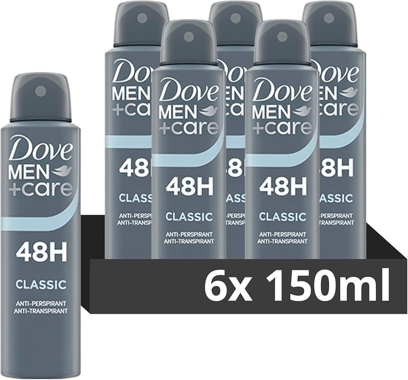 Dove Men+Care Classic Antiperspirant Deodorant Spray 48hr Protection Pack of 6
