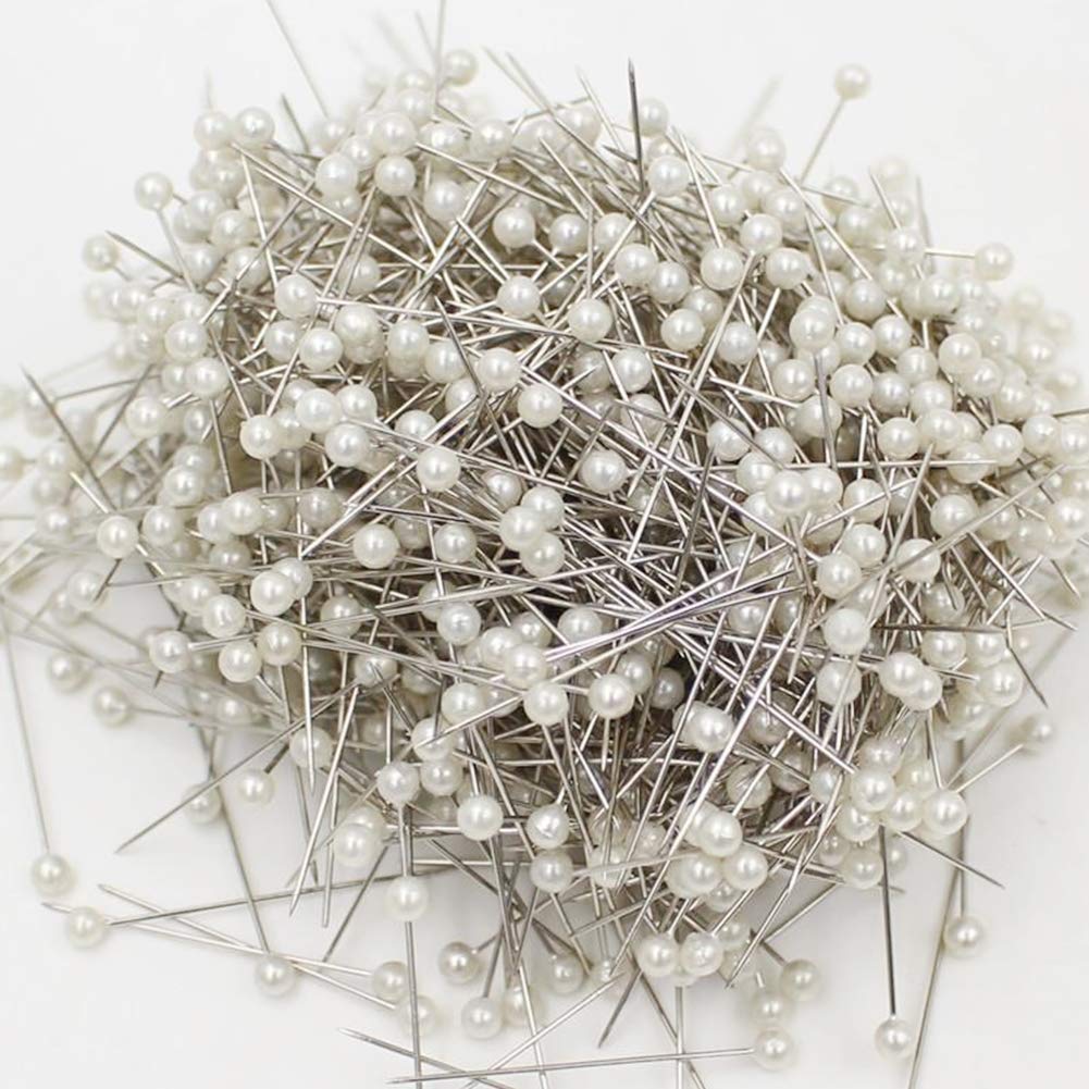 Head Pins, 100pc Pearl Round Jewelry Pins for Wedding, DIY Dressmaking, Craft, Sewing, Decorations, Floral Corsage Bouquet With Plastic Box