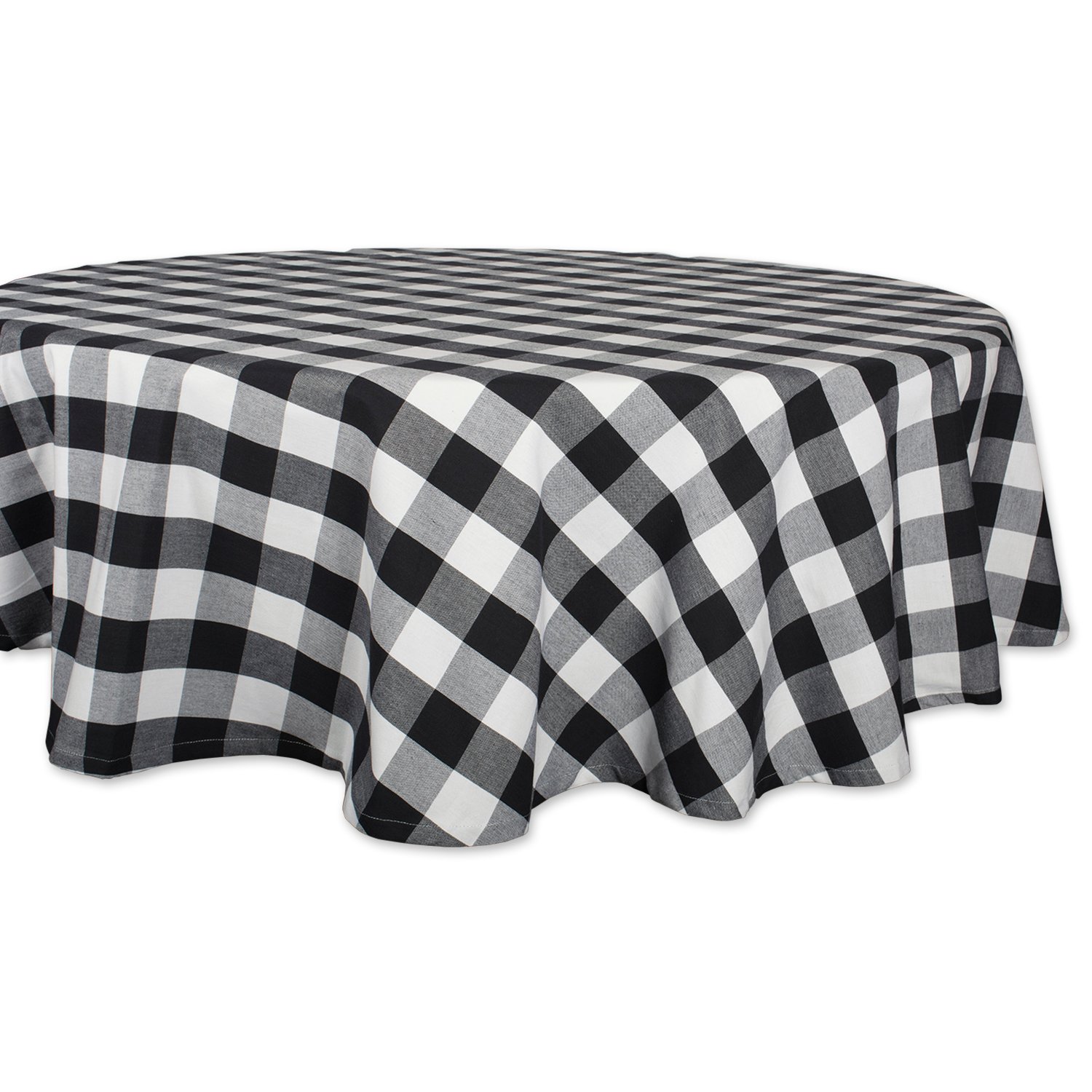 DII Buffalo Check Collection, Classic Farmhouse Tablecloth, Tablecloth, 70" Round, Black & White — image 1