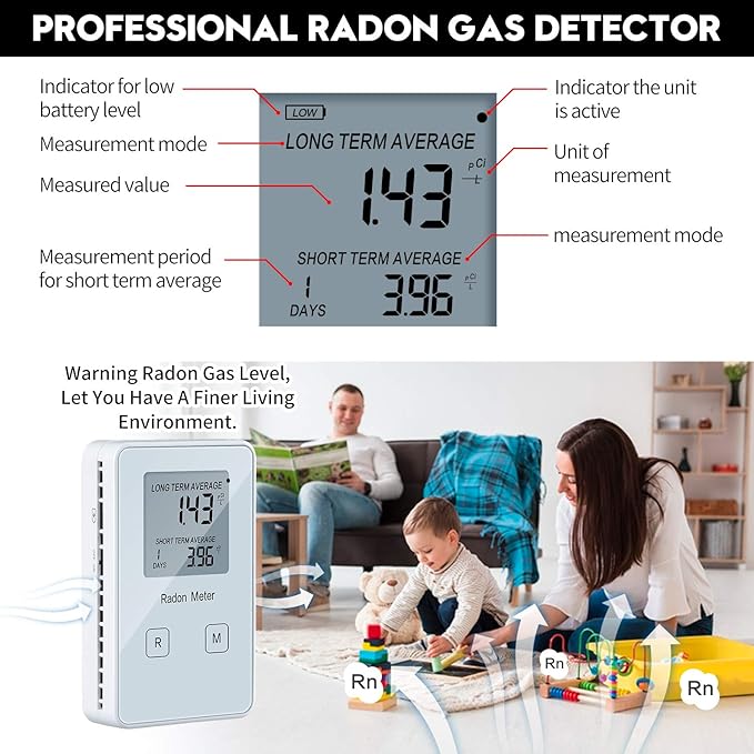 Home Radon Detector Portable Radon Meter Long And Short Term Monitor Rechargeable Battery Powered Radon Test Kit Amazon Com
