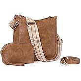 CLUCI Purses for Women, Vegen Leather Crossbody Bags for Woman Trendy, 2PCS Hobo Handbag with 2 Adjustable Guitar Strap