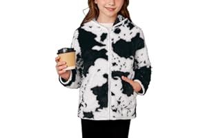 IIMMER IMMER Girls Winter Full Zip Sherpa Fleece Long Sleeve Solid Hoodie Fuzzy Jacket Outwear Coat with Pocket 3-12 Years