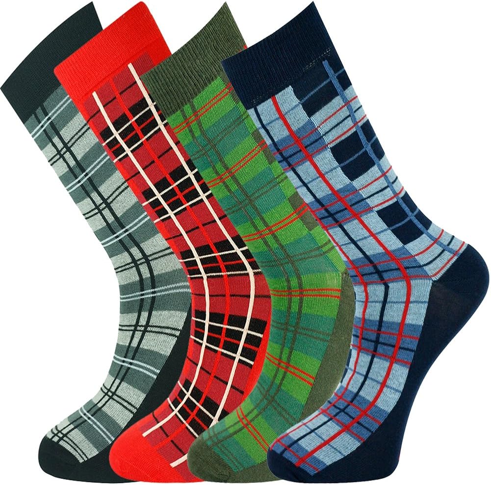 Mysocks Mens Ankle Tartan Socks, 43657, 4 works, Tartan 4 works, 7-11