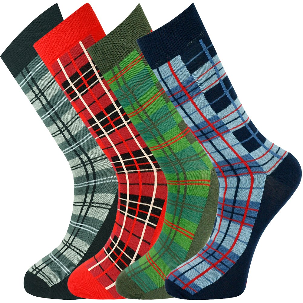 Mysocks Mens Ankle Tartan Socks, 43657, 4 Pairs