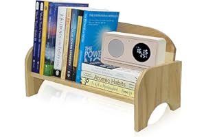 GENERIC Couch-Style Desktop Bookshelf Organizer - Natural Wood Desk Top Bookshelf for Books, CDs, Magazines, Space-Saving for Home Office/Dorm (1, Rectangular)