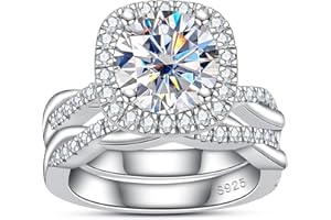 AnuClub Princess/Round Cut Moissanite Wedding Rings Sets Infinity Bridal Set D Color VVS1 925 Sterling Silver Twisted Vine Engagement Promise Anniversary Ring for Women With Certificate