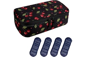 ALLCAMP OUTDOOR GEAR ALLCAMP Insulin Cooler Travel Case Diabetic Medication Cooler with 4 Ice Pack - Medical Cooler Bag Portable and Reusable Cherry Pattern(9X 4.72x 3.14 inches)