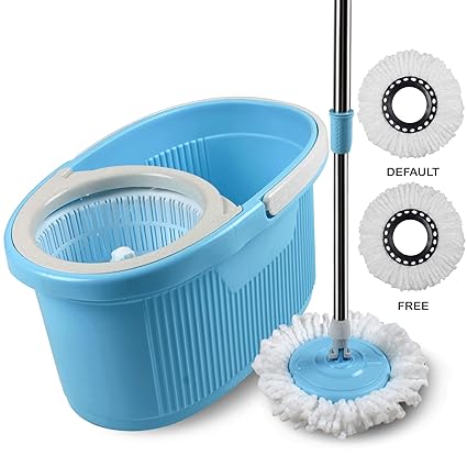 Cozylife by Smile Mom, Mop Stick Rod with Bucket Set in Offer and Easy Wheels for Best 360 Degree Spin Magic Floor Cleaning for Home + Office & 2 Refill Head