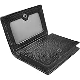 Outrip Genuine Leather Business Card Holder Name Card Case Credit Card Wallet with ID Window RFID Blocking (Black2)