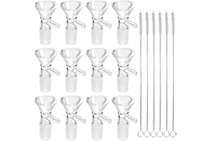 YEECUEM 12 Pack Glass Funnels with Handle, Multipurpose Clear Glass Funnel for Kitchen, Lab, Perfume, Oils, Powders, DIY Projects – Includes 6 PCS Cleaning Brushes for Easy Cleaning