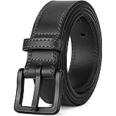 XZQTIVE Men’s Metal Free Belt Hypoallergenic Leather Belts For Jeans Dress Nickle Free TSA Belt With Black Buckle