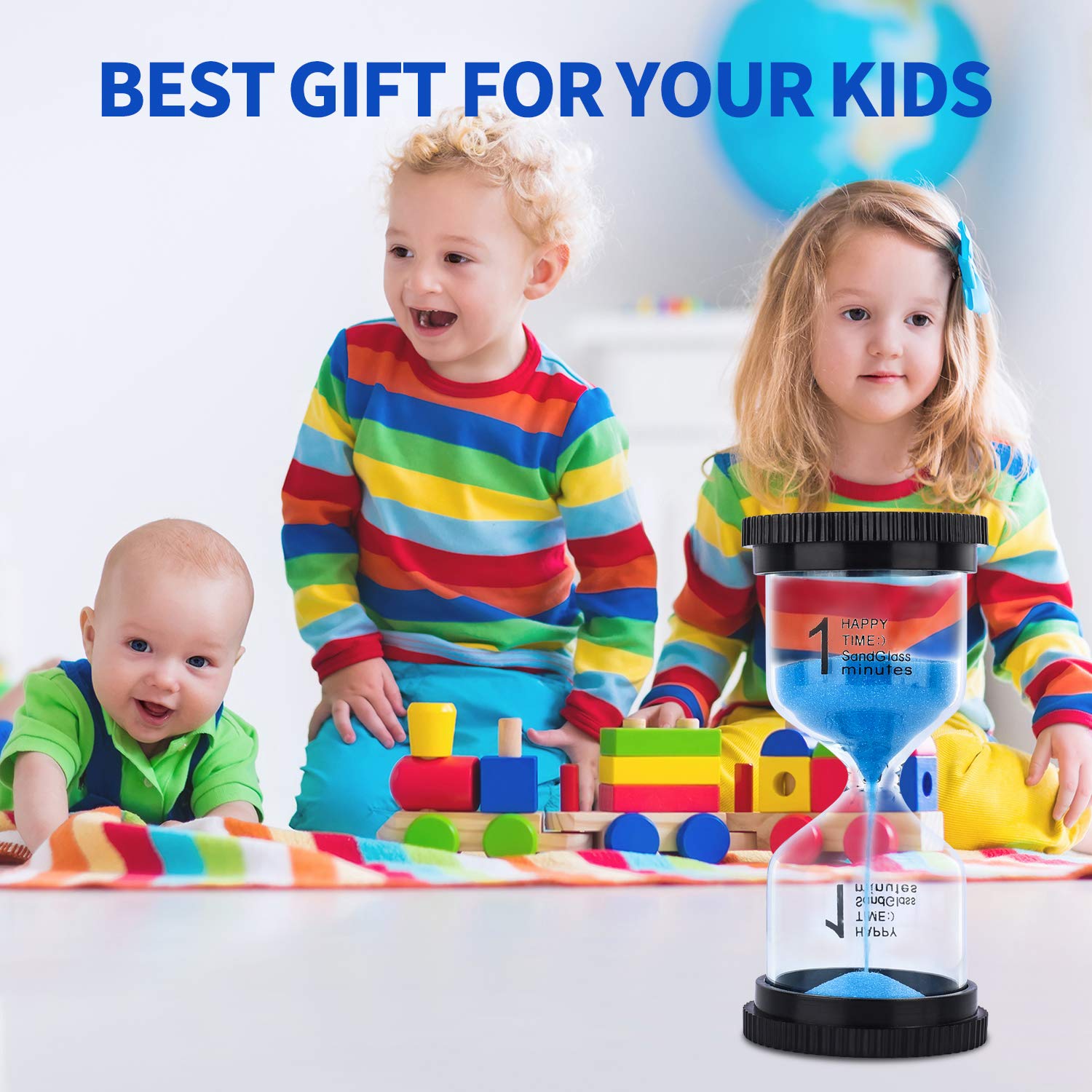 Sand Timer, 4 Colors Hourglass Sandglass Timer Sand Clock 1min/ 3mins/ 5mins/ 10mins for Kids, Games, Toothbrush Timer, Classroom, Kitchen Use, Home Office Decoration