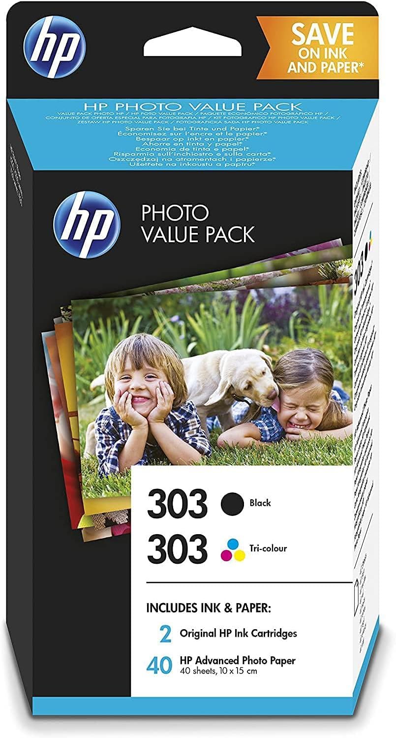 HP Z4B62EE 303 Photo Value Pack, Black and Tri-Colour, Multipack