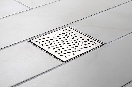 Oatey Dss4040r2 Designline Stainless Steel Diy Shower Drain Wave Grate With Adjustable Leveling Feet And Hair Catcher 4 X 4 In 4 Amazon Com