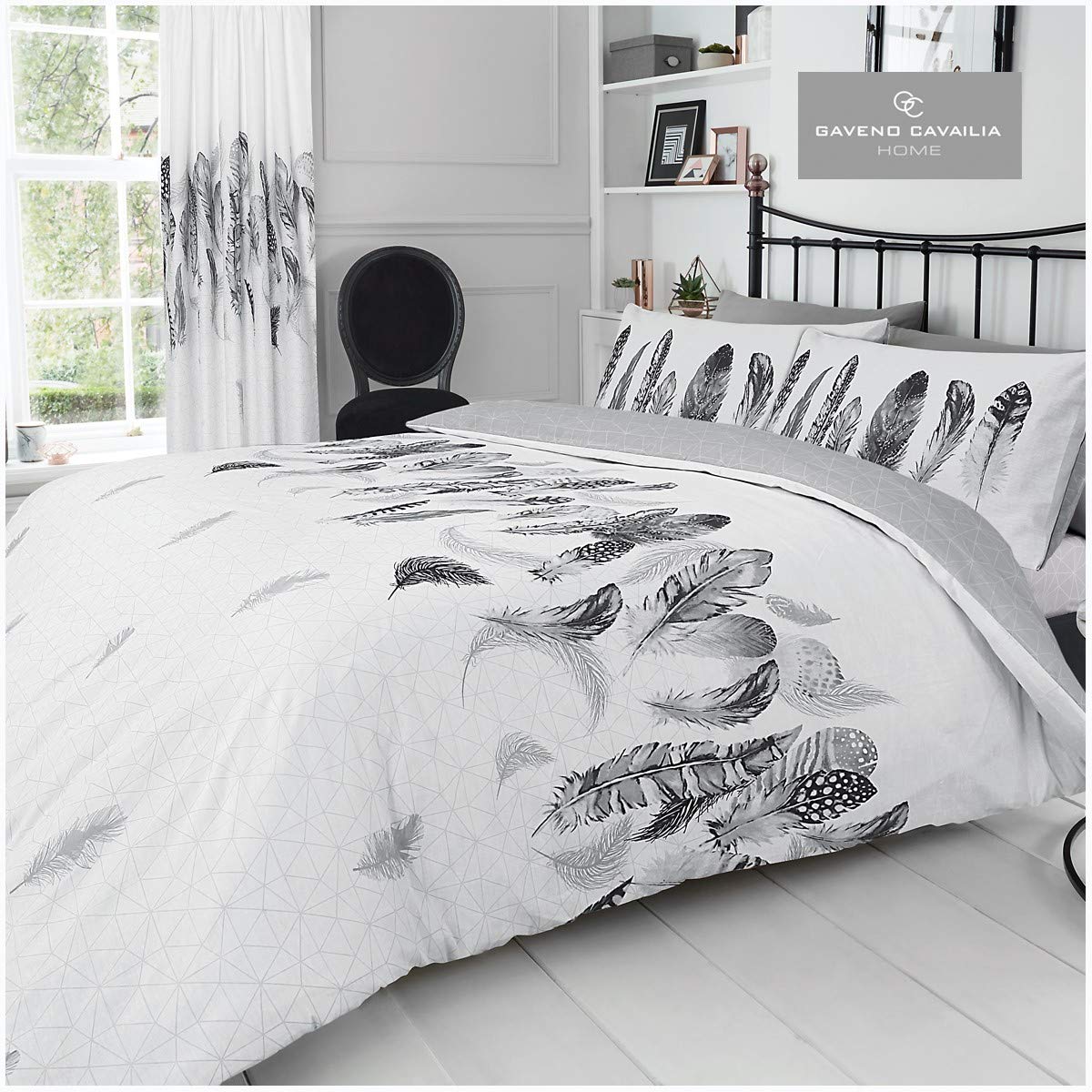 Gaveno Cavailia Luxurious Feathers Bed Set with Duvet Cover and Pillow Cases, Polyester-Cotton, Single-White, Polycotton