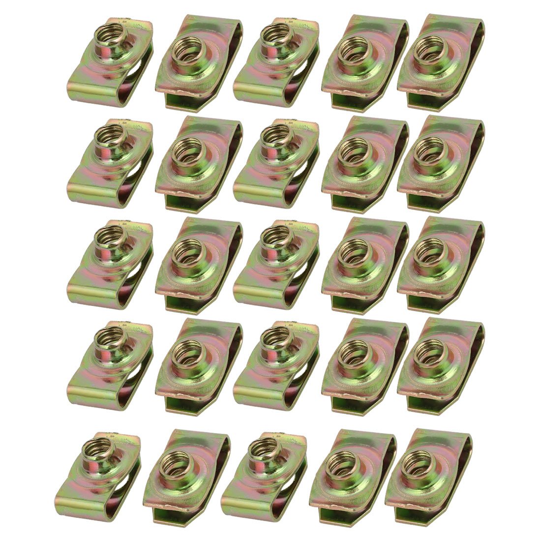 Sourcingmap 25pcs Spring Steel Speed Fastener Extruded U Nut Brass Tone for M8 Screw