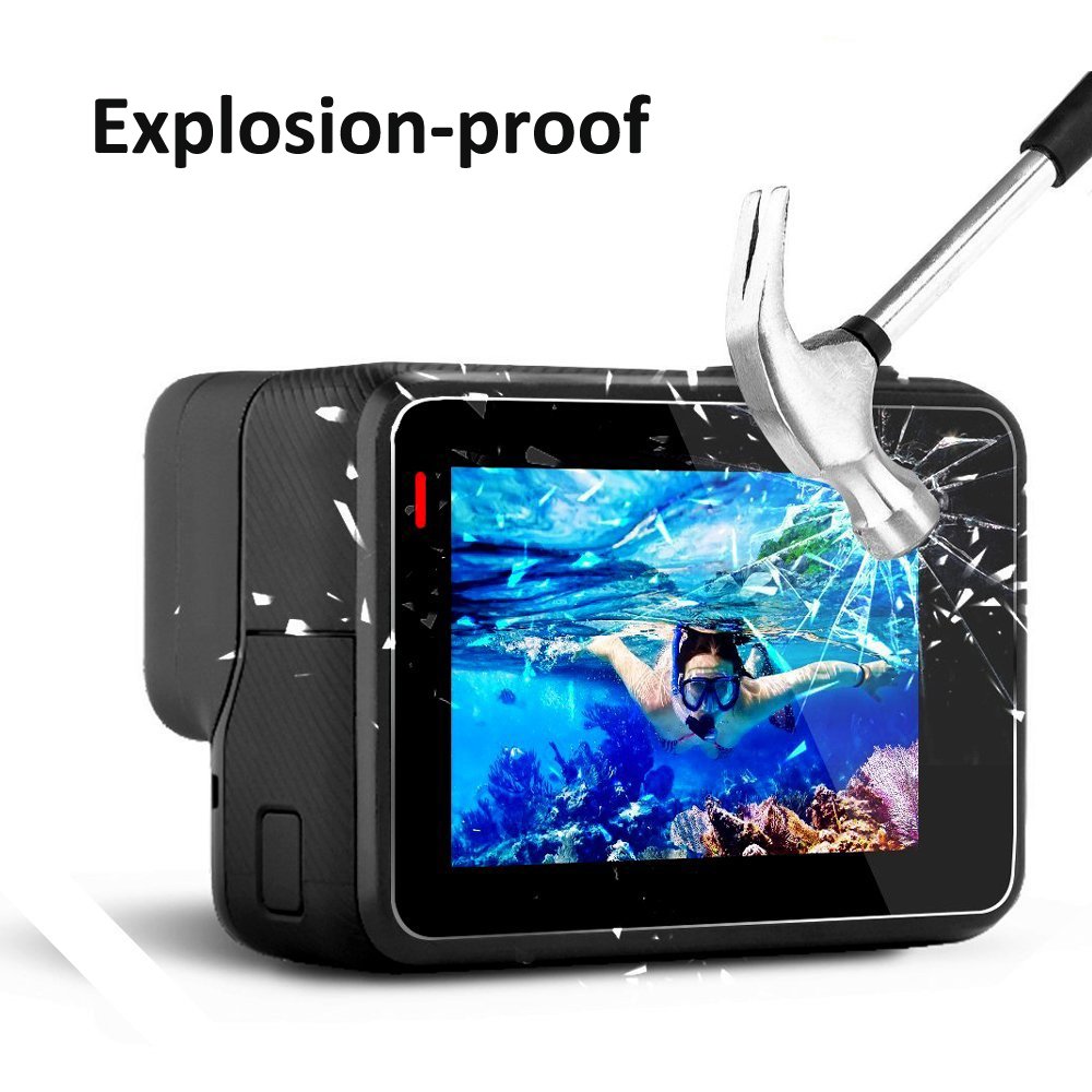 MyArmor 2x LCD & Lens Tempered Glass Screen Protector Skin Film + 2x Lens Silicone Protective Cap Cover with Cleaning Kits for Gopro Hero 5 (Not Suitable for Other Gopro Medels)
