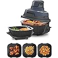 Air Fryer Silicone Liners for Ninja Crispi FN101GY,Non-Stick Ninja Glass Air Fryer Accessories,Big Liner for 4 QT Container & Small Liner for 6 Cups Container,Reusable Airfryer Replacement Insert,Gray