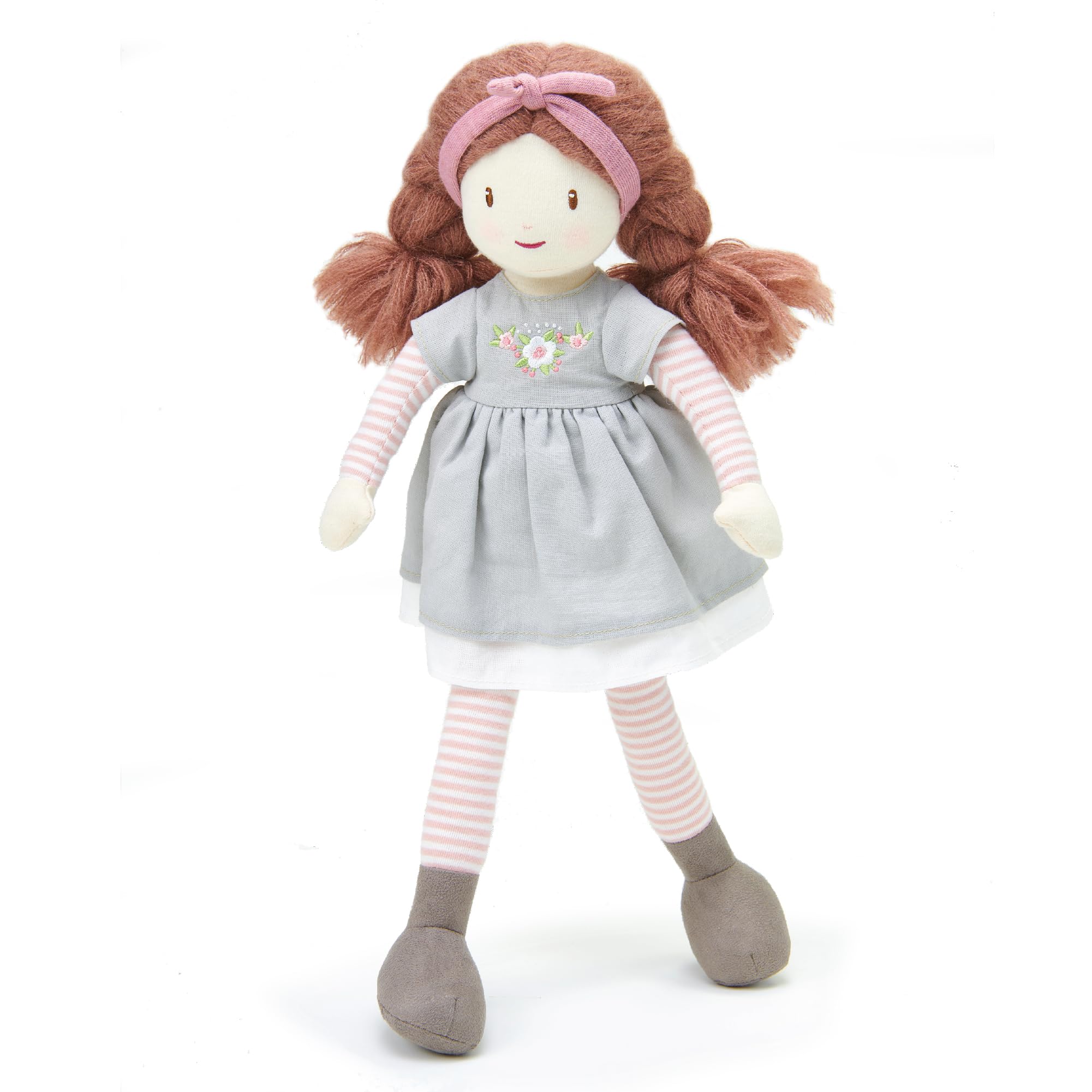ThreadBear Design Alma Rag Doll - Soft Toy With Grey Dress For Children