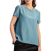 LilySilk Silk Blouses for Women Short Sleeve 100 Pure Mulberry 22 Momme Ladies Silk Tops Button Slit Back Closure