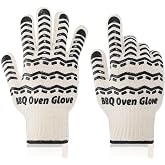BBQ Gloves 932℉ Heat Resistant Oven Gloves, Cooking Gloves for BBQ, Grilling, Baking,Cutting, Smoker Fireplace-1 Pair (Black)