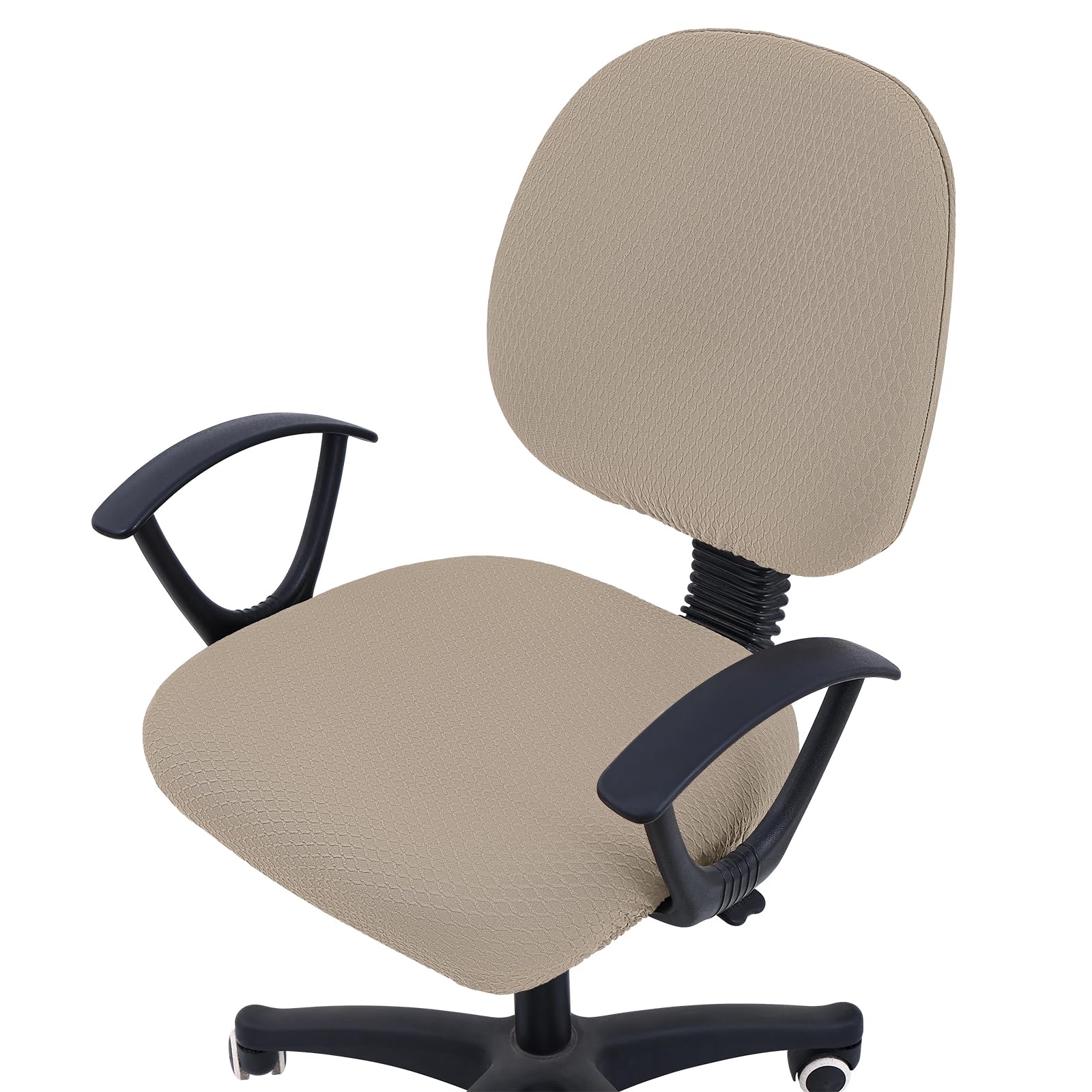 Photo 1 of Smiry Stretch Jacquard Office Computer Chair Covers, Removable Washable Universal Desk Rotating Chair Slipcovers Protector, Seat + Backrest Cover, Taupe