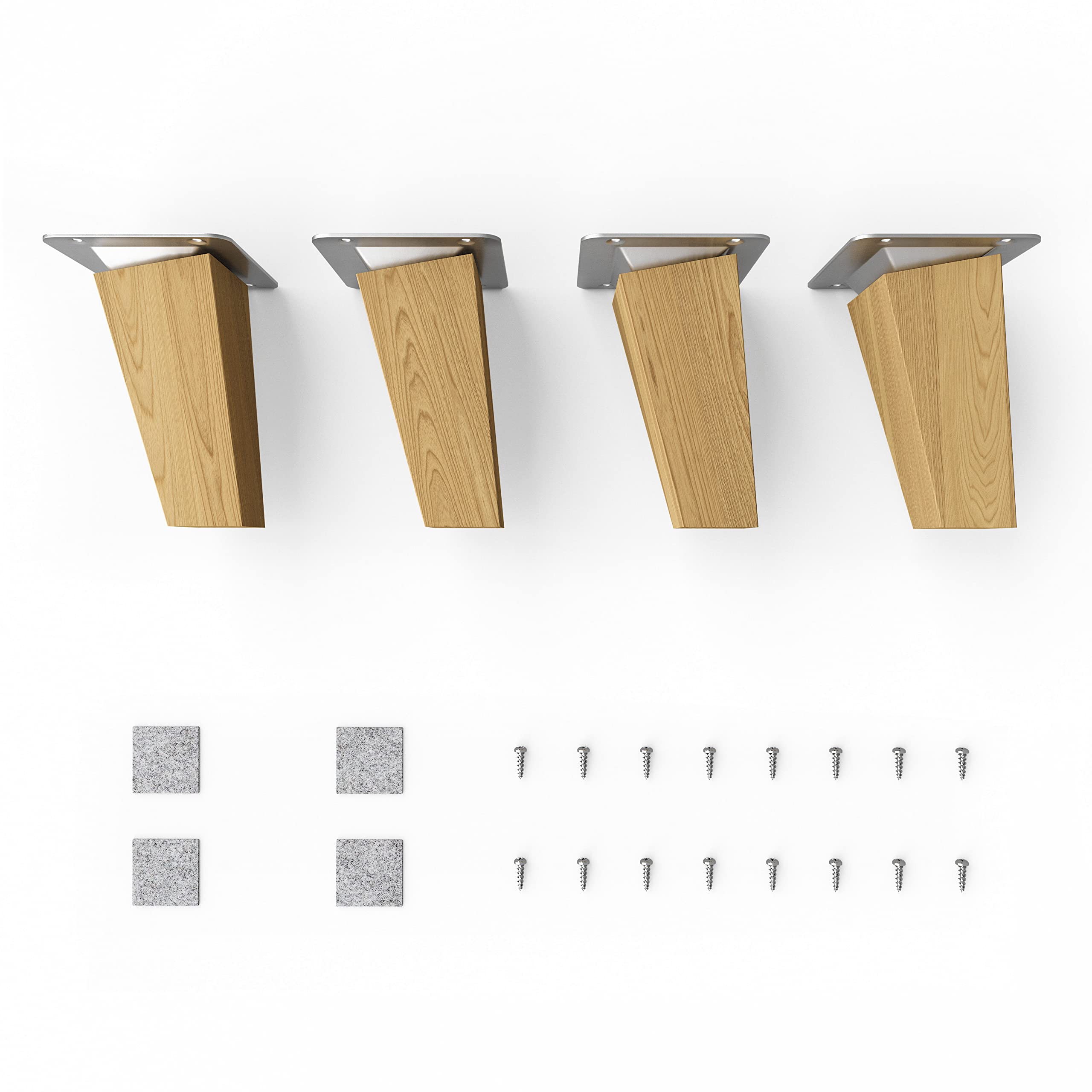 Sossai® Wooden furniture feet - Clif Square | oil finish | height: 10 cm | HMF4 | Square conical (slanted design) | material: solid wood (oak) | for chairs, tables, cupboards
