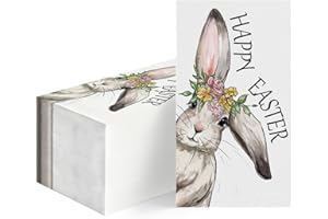 Horaldaily 100 Easter Disposable Paper Decorative Guest Napkins, Spring Easter Bunny Flowers Hand Towel for Party Lunch Dinne
