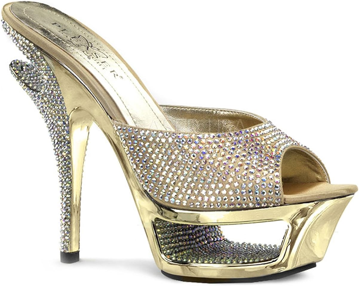Amazon.com | Pleaser Womens Rhinestone Covered Sandals 5 1/2 Inch Heels Sexy Evening Shoes 