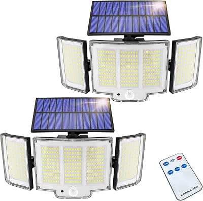 Haokiang 2 Pack 348LED Solar Lights 2000LM Outdoor Motion Sensor IP65 270°