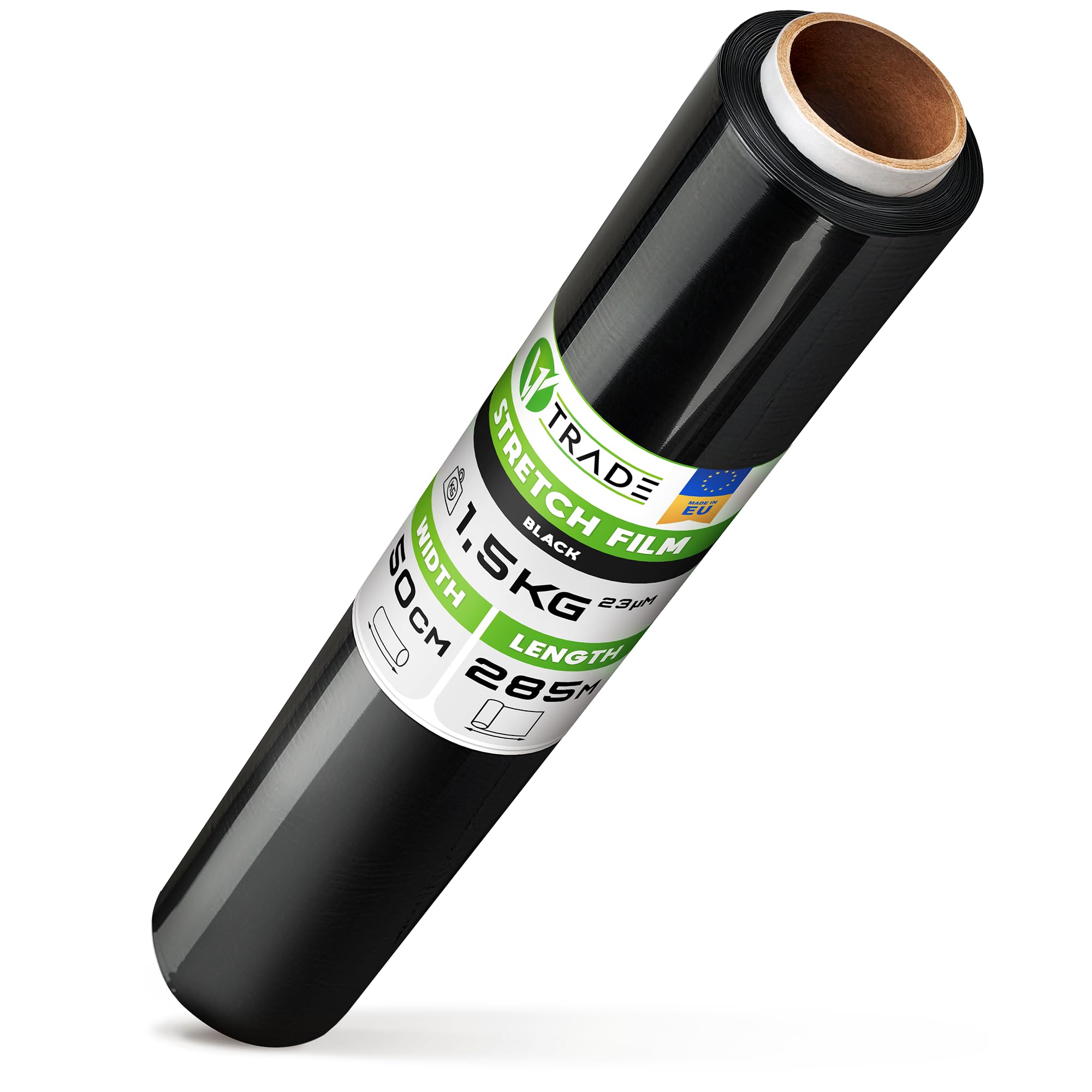 V1 TRADE Pallet Wrap - Packing Wrapping Film - Black Stretch Foil 500mm x 285m - Perfect for Industrial and Moving House